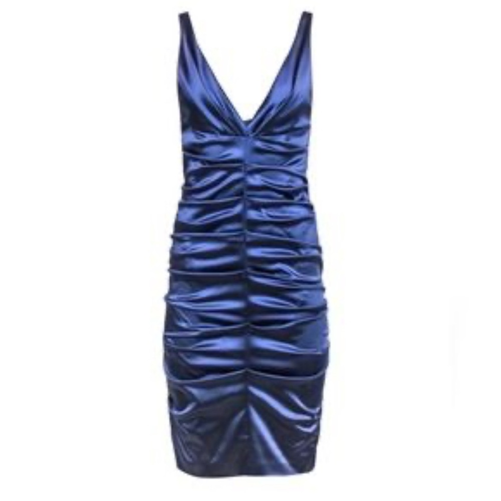 Navy high shine midi length bodycon dress size 4